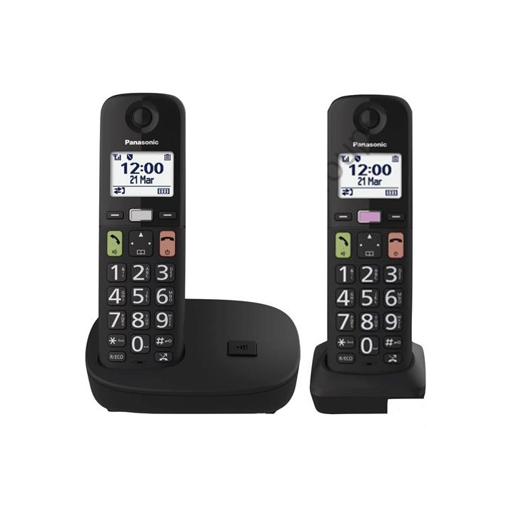 Panasonic KX-TGU112EXB Teléfono Inalámbrico Duo con Teclas Grandes Negro