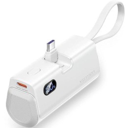 POWERBANK VENTION 4800MAH 2XUSB-C + LIGHTNING 22.5W USB-C PLEGABLE WHITE