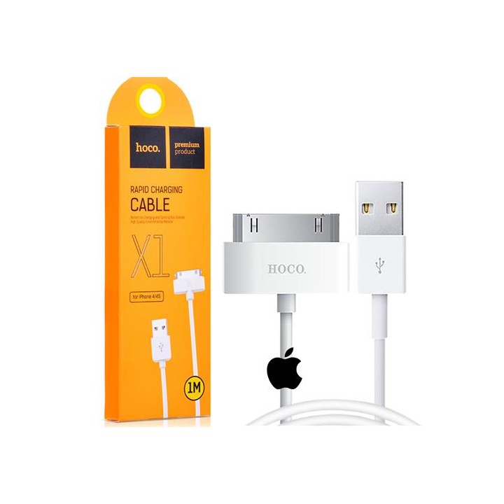 Cable USB Compatible Apple 30 Pin 1 metro Hoco X1 Blanco