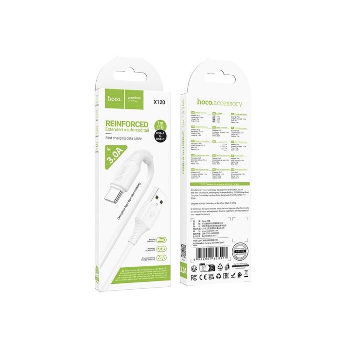 Cable USB-A a USB-C Hoco X120 1 Metro Blanco