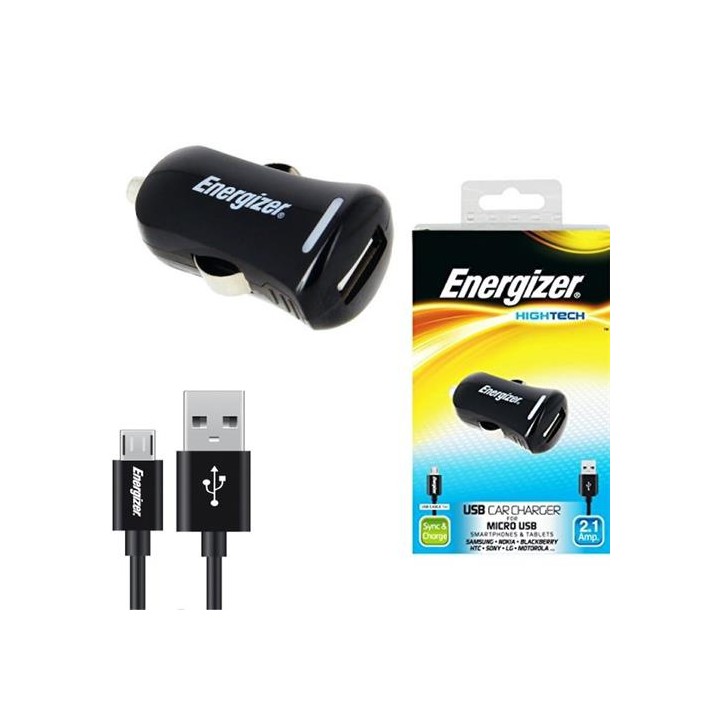 Cargador Coche USB 2Amp+ Cable USB a Micro ENERGIZER DC1UHMC2
