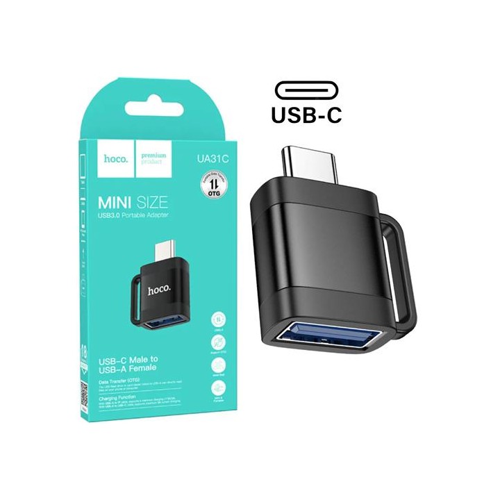Hoco UA31C Adaptador OTG USB-C a USB-A Negro
