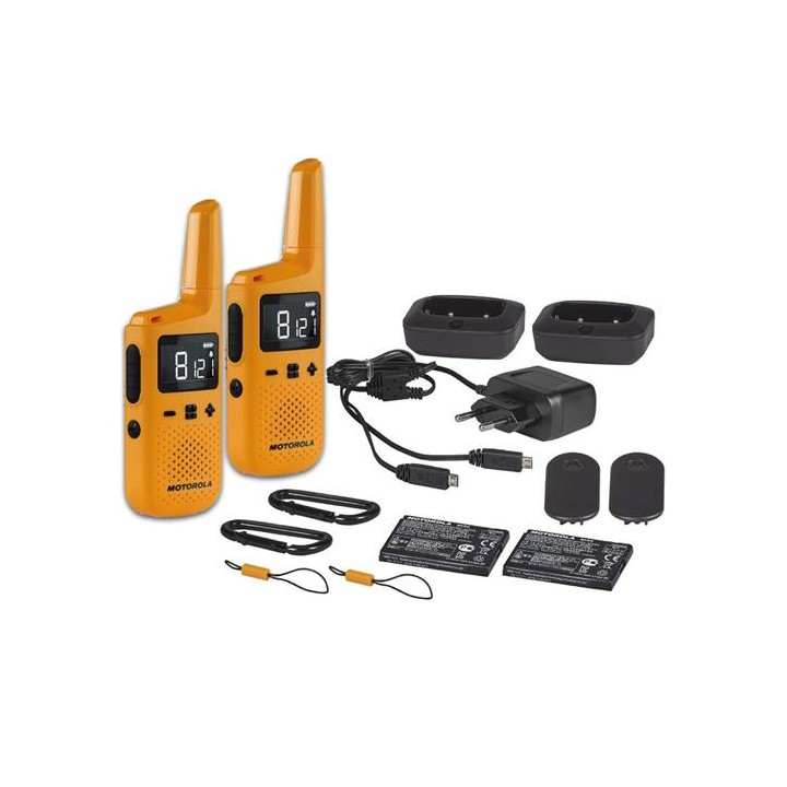 Motorola T72 Walkie Talkie IP54 con alcance de 8KM Orange con Cargador