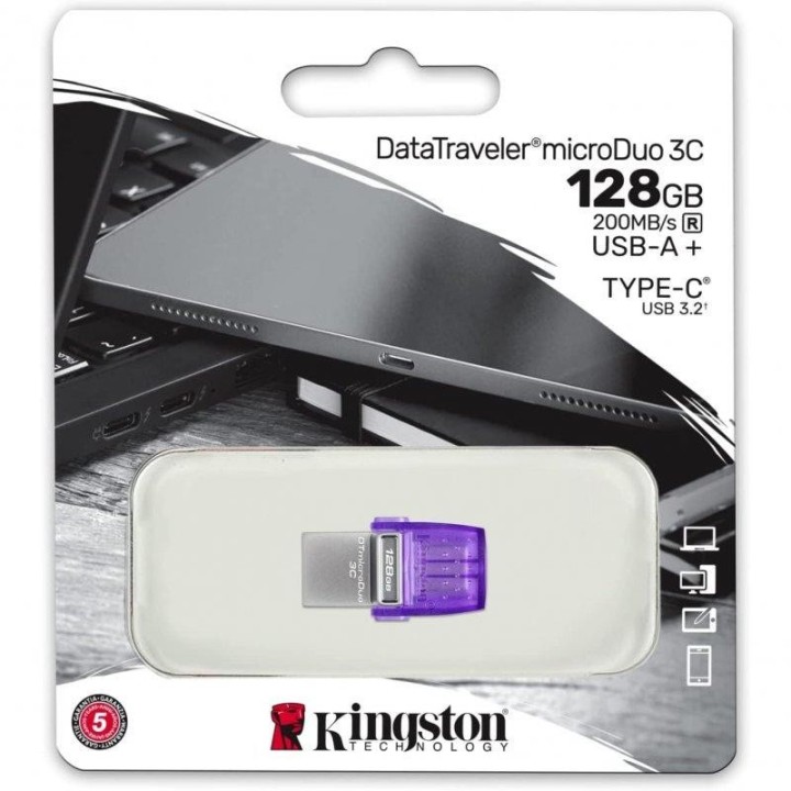 PEN DRIVE 128GB KINGSTON USB-A/USB-C 3.2 PURPLE