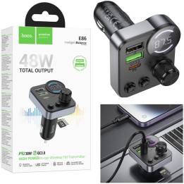 Hoco E86 Transmisor FM y BLuetooth 48W Dual Port PD30W+QC3.0