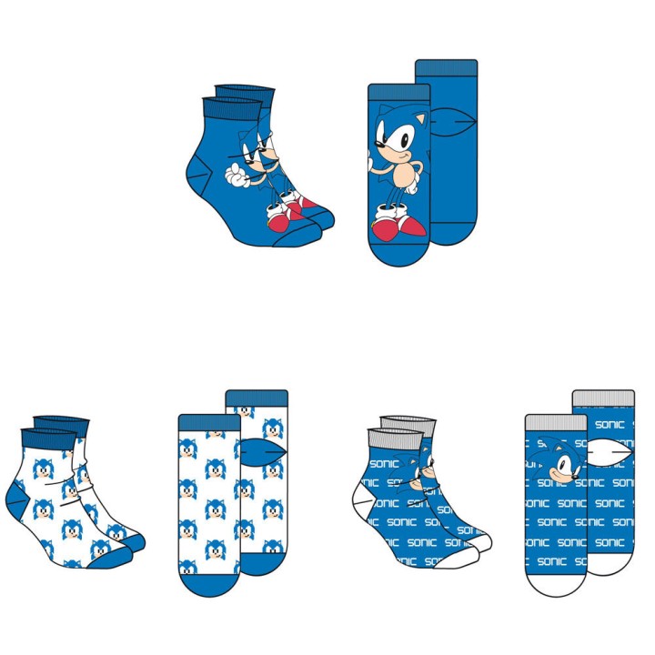 Set 3 calcetines Sonic The Hedgehog adulto surtido