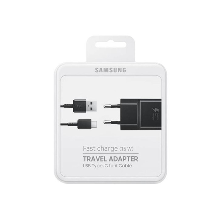 Cargador USB 15W+ Cable USB a USB-C Samsung EP-TA20 Negro