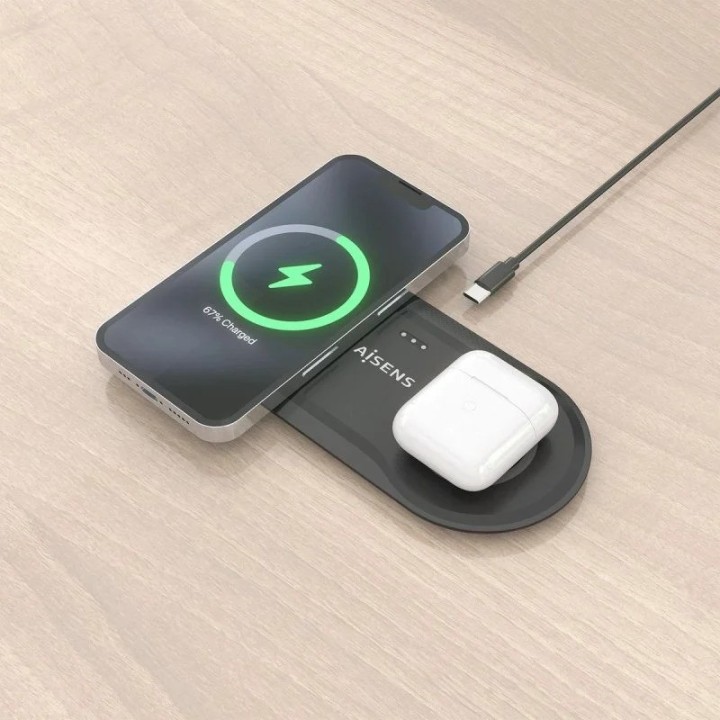 BASE DE CARGA AISENS WIRELESS SMARTPHONE/AURICULAR 15W USB-C BLACK