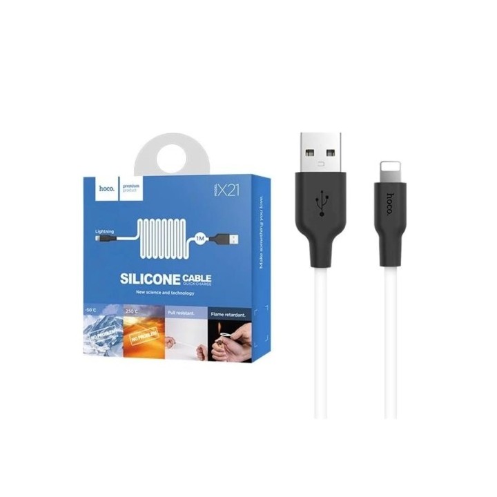 Cable USB a Lightning 1 metro Hoco X21 Ultra Resistente Blanco