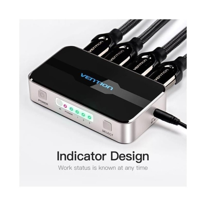 DUPLICADOR VENTION 4XHDMI HEMBRA - HDMI MACHO SILVER/BLACK
