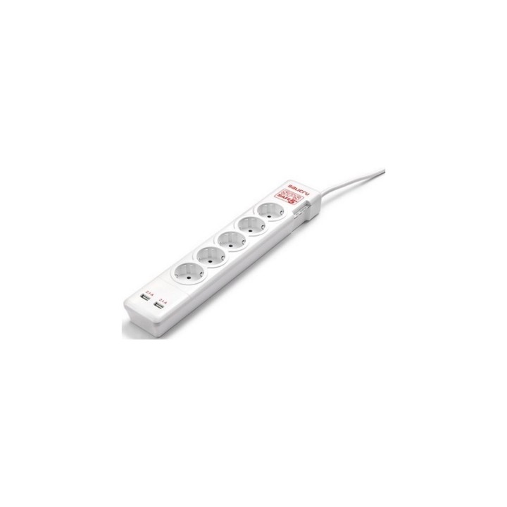REGLETA SALICRU 5 TOMAS SCHUKO + 2 USB SPS SAFE 5+
