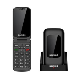 Daewoo DW8005BK Teléfono Móvil 4G Senior con Doble pantalla y Base de Carga