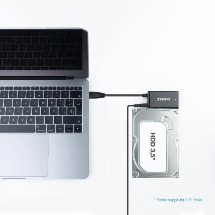 ADAPTADOR USB 3.0 USB-A TOOQ DISCO DURO SATA 2.5/3.5 ALIMENTADOR BLACK