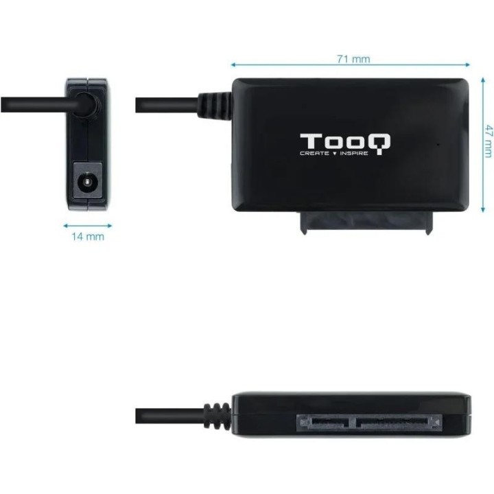 ADAPTADOR USB 3.0 USB-A TOOQ DISCO DURO SATA 2.5/3.5 ALIMENTADOR BLACK