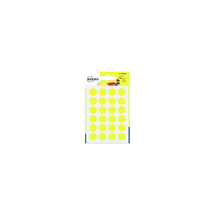 Avery PSA15J etiqueta autoadhesiva Alrededor Permanente Amarillo 168 pieza(s)