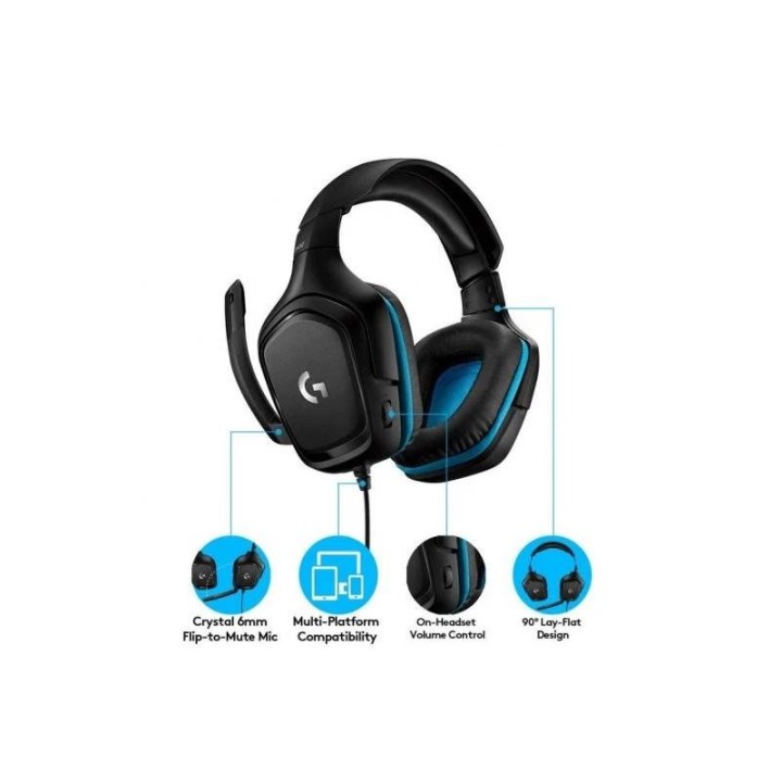 AURICULARES + MICROFONO LOGITECH GAMING G432 USB DTS 7.1 BLACK/BLUE