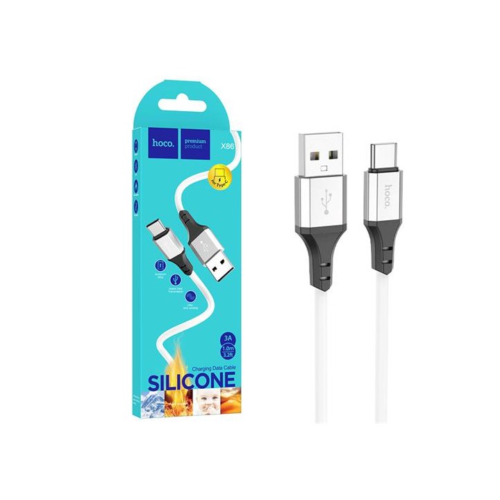 Cable Usb-A a Usb-C 3.0A 1m Silicona Hoco X86 Blanco