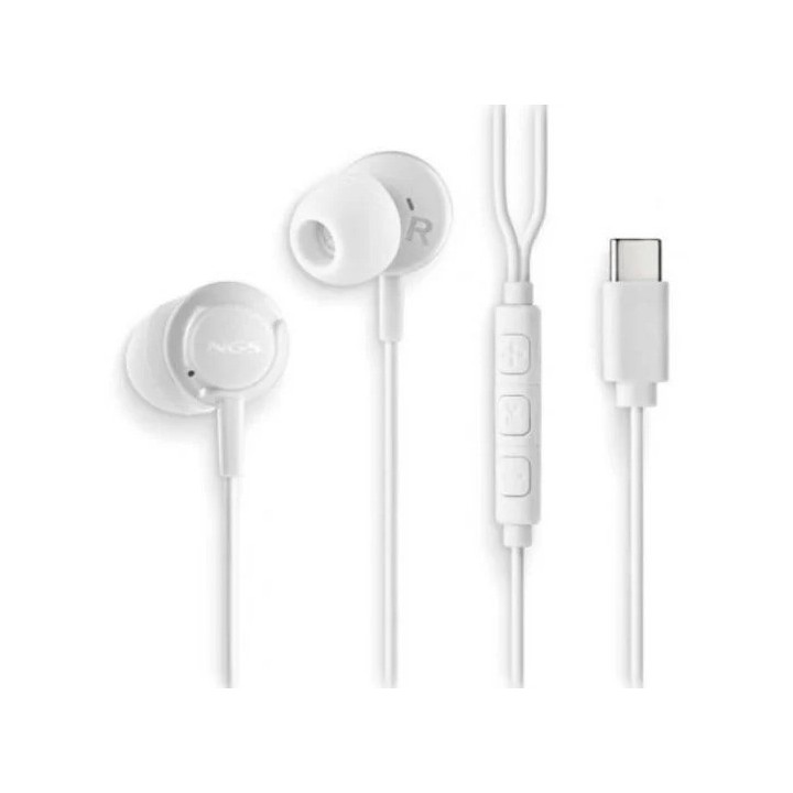AURICULARES + MICROFONO NGS CROSS STEP IN EAR USB-C WHITE