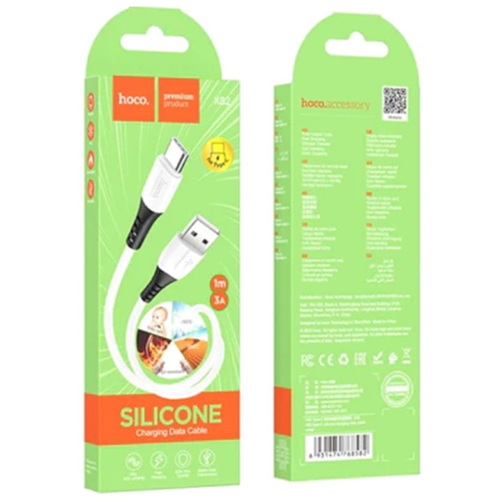Cable USB a USB-C 1 m 3Amp Hoco X82 Silicona Blanco