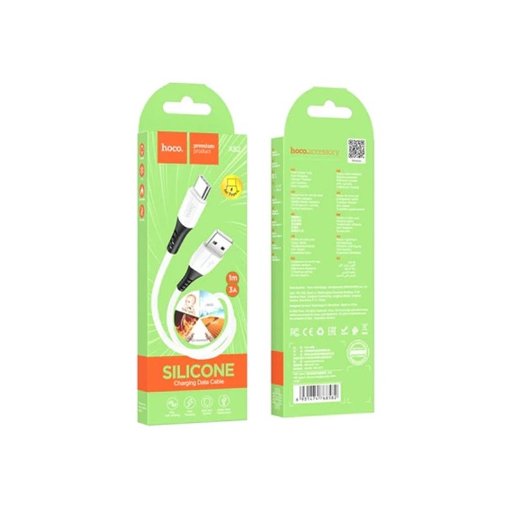 Cable USB a USB-C 1 m 3Amp Hoco X82 Silicona Blanco