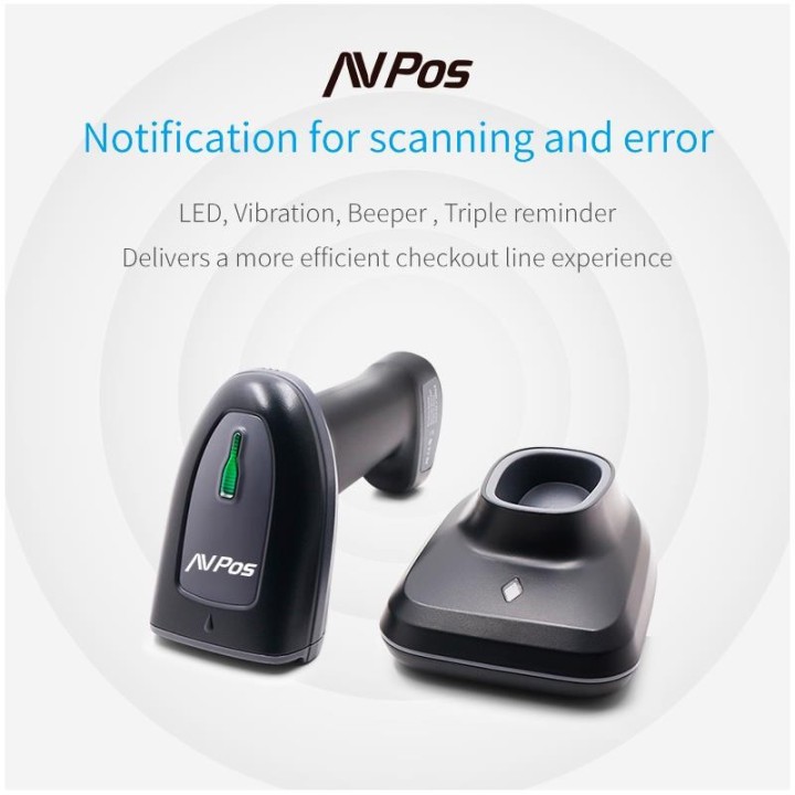LECTOR AVPOS CODIGOS 1D + 2D +QR BT230 WIRELESS 2.4 + BLUETOOTH + USB