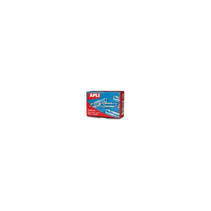 CAJA DE 100 UNIDADES DE CLIPS APLI PLATEADOS NÂº2 32MM 11714
