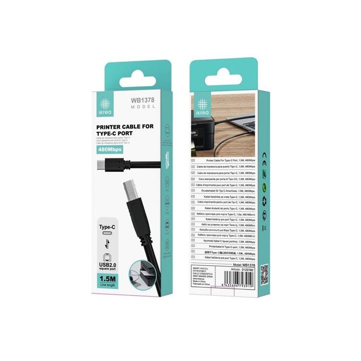 Cable de Impresora 1.5 Metros Ikrea WB1378