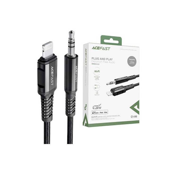 Cable Lightning - 3.5mm 1.2 m Acefast C1-06 Certificado Negro