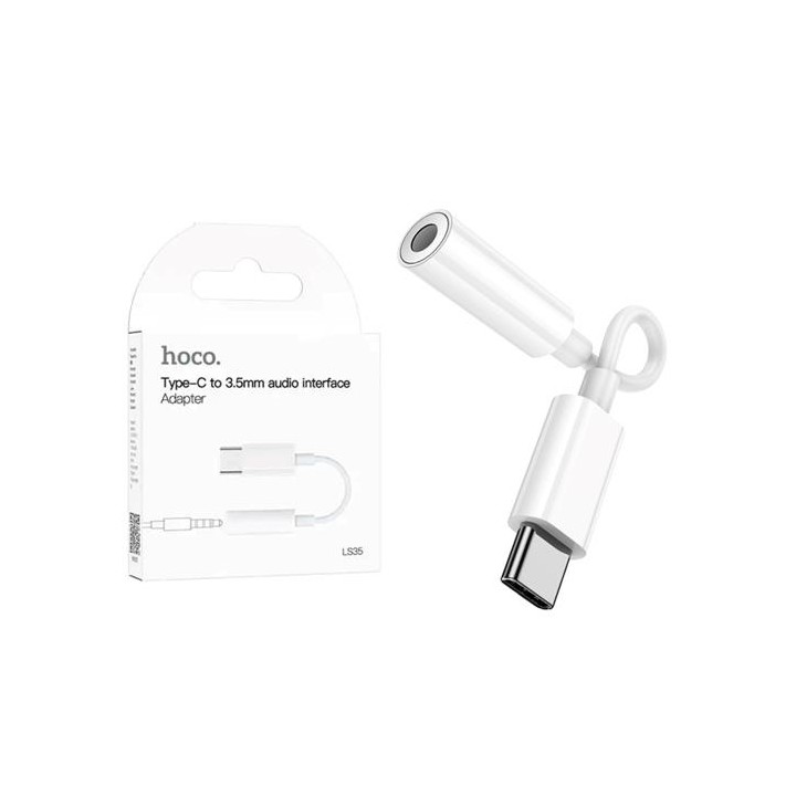 Adaptador USB-C a Jack 3.5mm Hoco LS35 Blanco