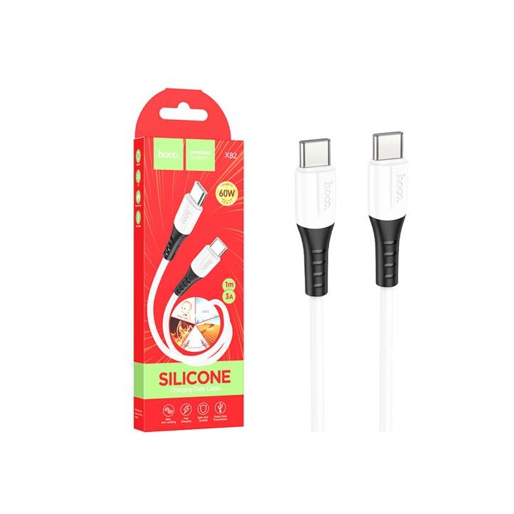 Cable USB-C a USB-C 1 metro 60w Hoco X82 Silicona White