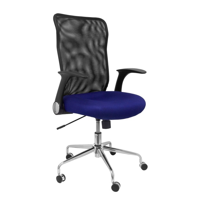 SILLA MINAYA RESPALDO MALLA NEGRO ASIENTO 3D AZUL 4031AZ