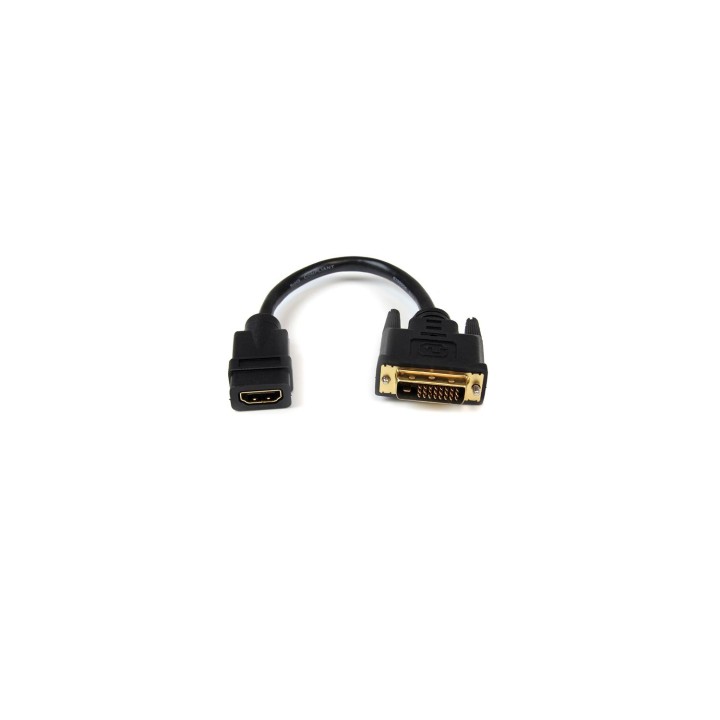 StarTech.com Adaptador de 20cm HDMI Hembra a DVI Macho - Cable Conversor de VÍ­deo - Negro