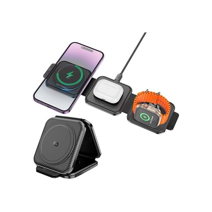 Hoco CQ4 Cargador Inalámbrico 15W Plegable 3-1 para Apple