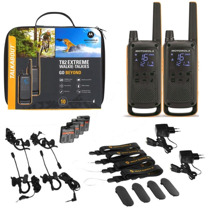 Motorola T82 Extreme Twin Walkie Talkies alcance 10KM Pack 2 Negro y Amarillo