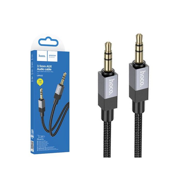 Hoco UPA32 Cable Auxiliar Jack 3.5mm a Jack 3.5mm Negro