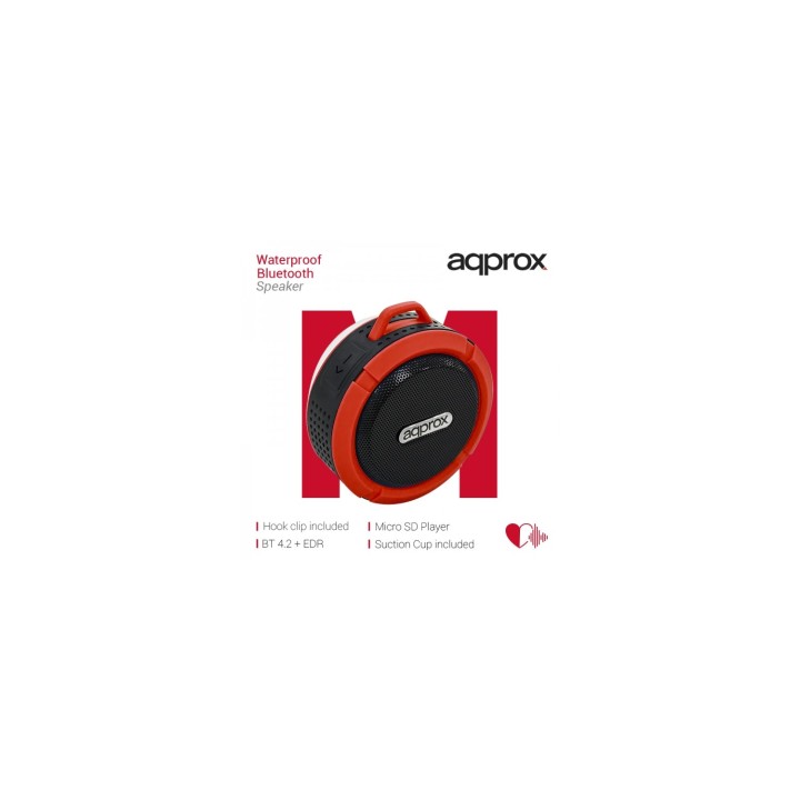 ALTAVOZ APPROX BLUETOOTH WATERPROOF ROJO APPSPWPBR