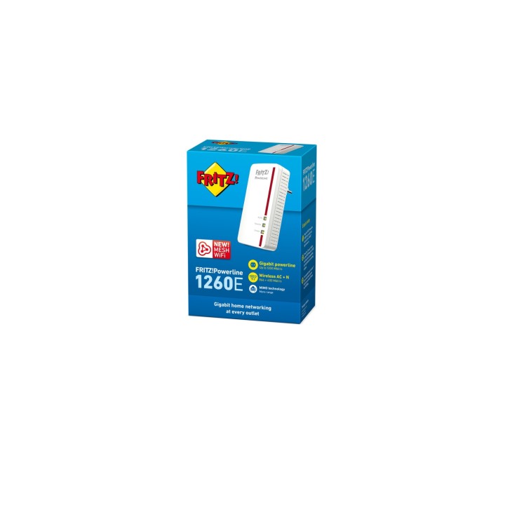 PLC AVM FRITZ!Powerline 1260E WLAN Single International, Mesh, interfaz en Español 20002824