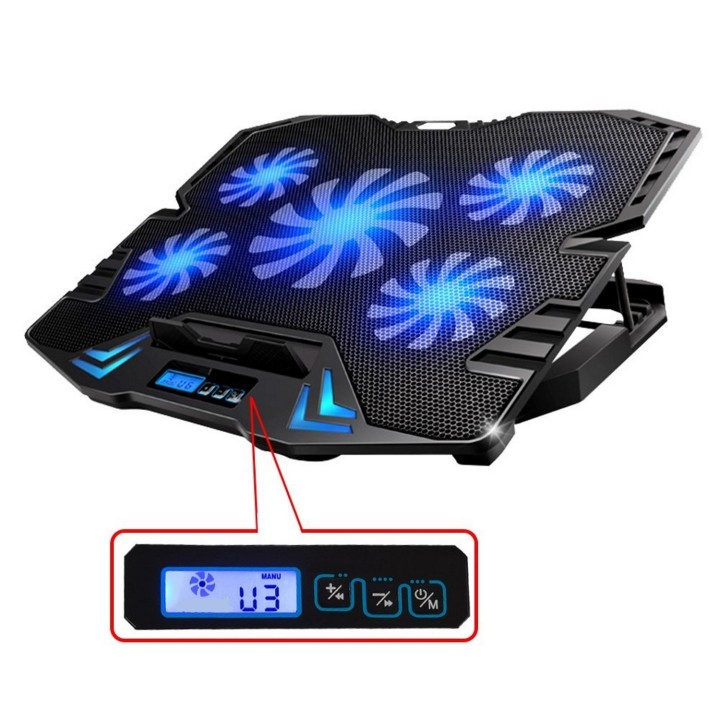 SOPORTE PORTATIL EWENT EW1259 5 VENTILADORES REGULABLES EN VELOCIDAD Y ALTURA CON 2 PUERTOS USB