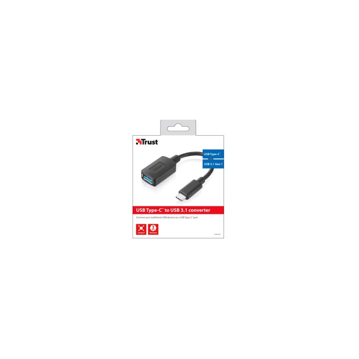 ADAPTADOR USB C M A USB A H TRUST NEGRO 20967