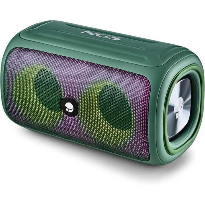 ALTAVOCES NGS ROLLER BEAST RGB PORTATIL WATERPROOF IPX5/BT/USB/AUX/FM GREEN