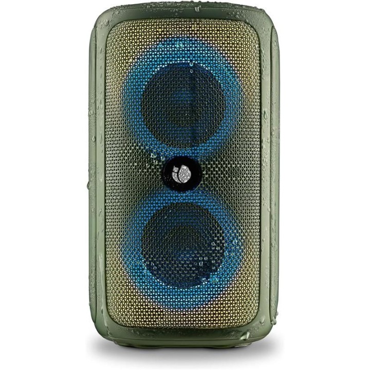 ALTAVOCES NGS ROLLER BEAST RGB PORTATIL WATERPROOF IPX5/BT/USB/AUX/FM GREEN