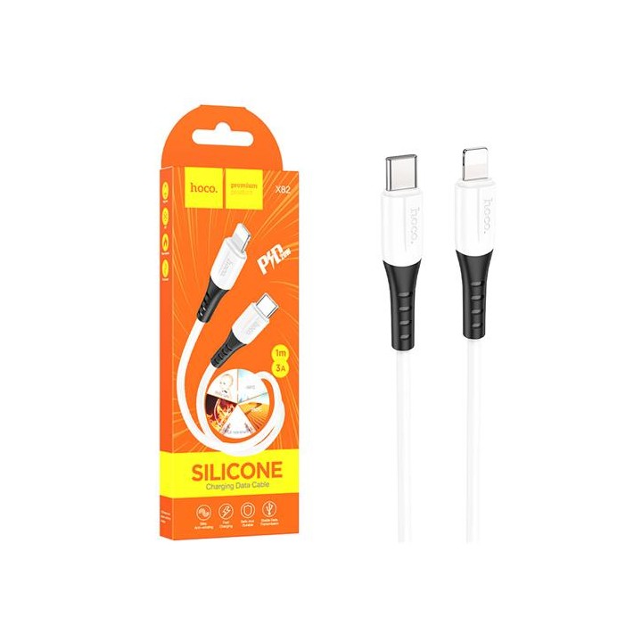 Cable USB-C a Lightning 1 metro 3Amp Hoco X82 Silicona Blanco