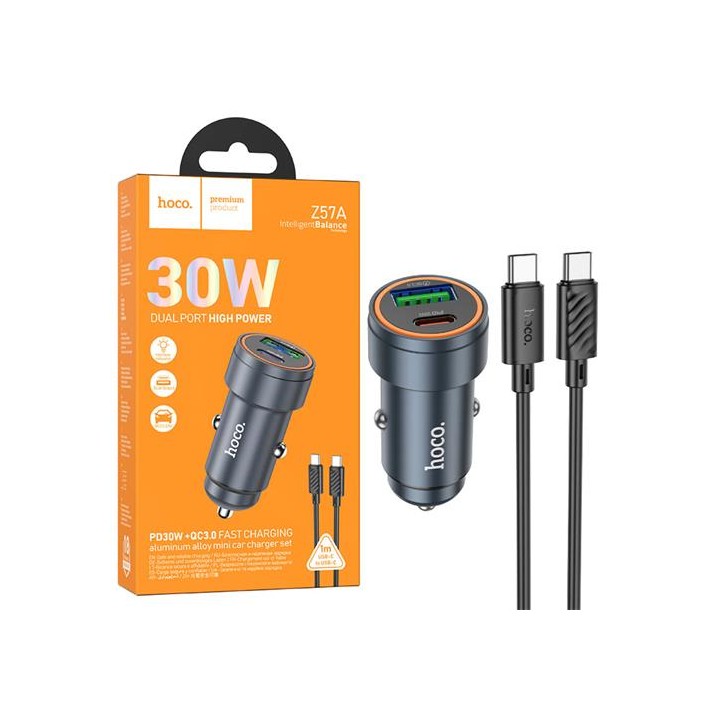 Cargador de Coche Set Hoco Z57A PD30W + QC3.0 + Cable USB-C