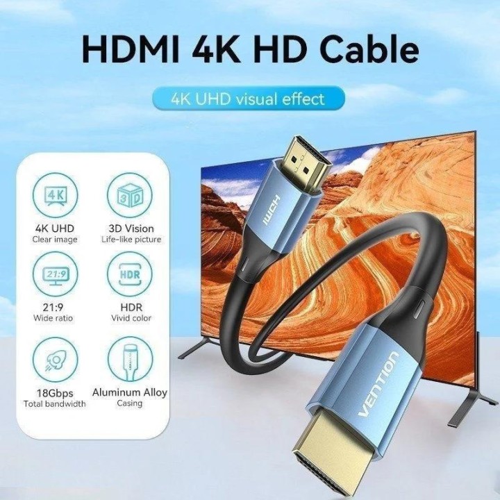 CABLE HDMI 2.0 4K VENTION HDMI/M - HDMI/M 3M BLACK/BLUE