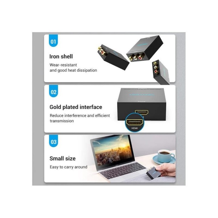 CONVERSOR VENTION HDMI/H - RCA/H MINIUSB/H BLACK