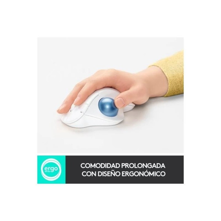 RATON LOGITECH ERGO M575 BLUETOOTH & WIRELESS WHITE