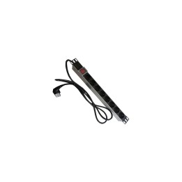 POWERGREEN RAC-00014-PDU PDU TIPO REGLETA DE ALUMINIO CON 8 TOMAS MAS INTERRUPTOR Y CABLE DE 2 M