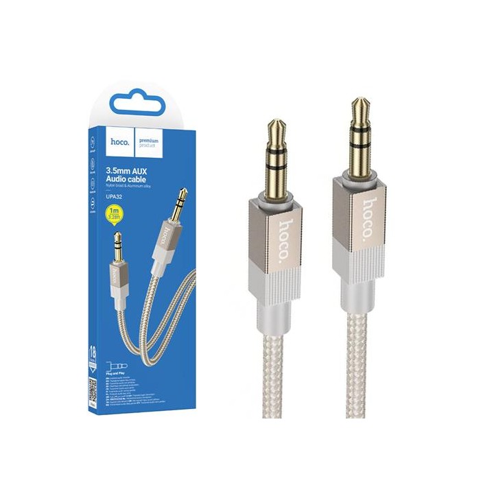Hoco UPA32 Cable Auxiliar Jack 3.5mm a Jack 3.5mm Dorado