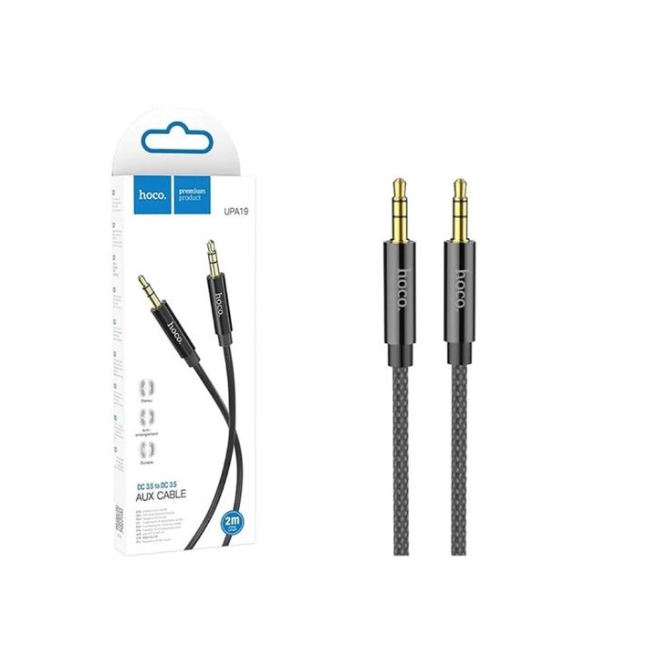 Hoco UPA19 Cable Audio Aux Jack 3.5mm a Jack 3.5mm 2 metros Negro