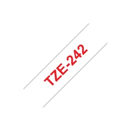 CINTA LAMINADA BROTHER TZE-242 BLANCO/ROJO 18mm 8 m